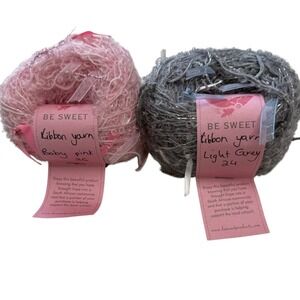 BE SWEET Ribbon Yarn Lot Baby Pink 36 Light Grey Metallic 24 Hand Spun Hand Dyed